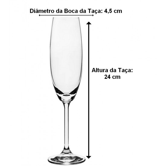Jogo 6 Taças 220ml Para Champanhe Gastro Em Cristal Ecológico Bohemia